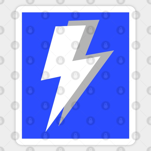 White and Grey Lightning on a Bright Blue Background Sticker by OneThreeSix